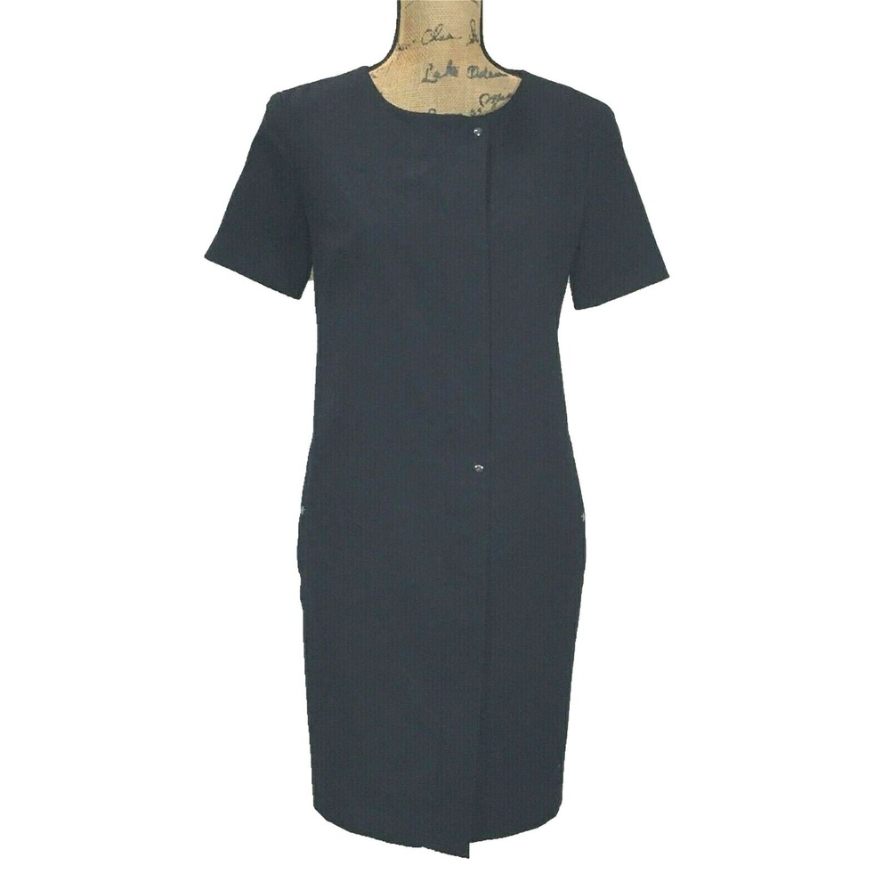 Charuel Designer Dress UK 46 US MED Navy Blue Modern Minimal Zip Snap‎ Pocket